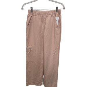 NWOT btween‎ Peach Pink Cropped Straight Leg Pants with Cream Lace-Trimmed